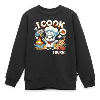 Ich koche, also brenne ich - Kinder Premium Organic Sweatshirt - Schwarz - Vorne - AI Model Kid Female (0cm)