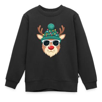 Weihnachts Rentier mit roter Nase - Kinder Premium Organic Sweatshirt - Schwarz - Vorne - AI Model Kid Female (0cm)