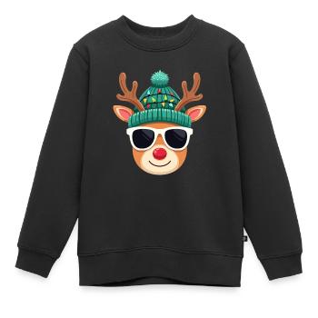 Weihnachts Rentier mit roter Nase - Kinder Premium Organic Sweatshirt - Schwarz - Vorne - AI Model Kid Female (0cm)