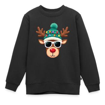 Weihnachts Rentier mit roter Nase - Kinder Premium Organic Sweatshirt - Schwarz - Vorne - AI Model Kid Female (0cm)