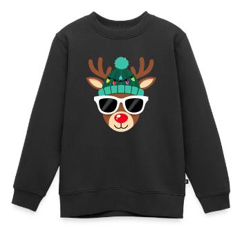 Weihnachts Rentier mit roter Nase - Kinder Premium Organic Sweatshirt - Schwarz - Vorne - AI Model Kid Female (0cm)