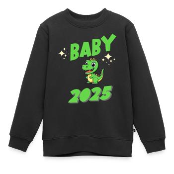 Bébé Annonce Grossesse Baby Dino 2025 - Sweat Premium enfant bio - noir - Devant - AI Model Kid Female (0cm)