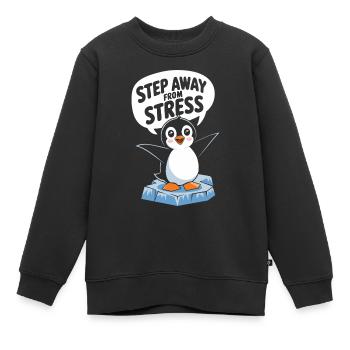 Le pingouin s’éloigne du stress - Sweat Premium enfant bio - noir - Devant - AI Model Kid Female (0cm)