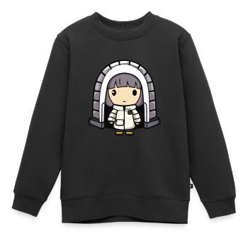 Winter Eskimo Iglu Comic - Kinder Premium Organic Sweatshirt - Schwarz - Vorne - AI Model Kid Female (0cm)