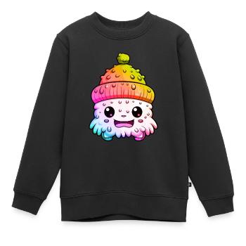 Winter Eskimo Comic Wintery - Kids Premium Organic Sweatshirt - black - Front - AI Model Kid Female (0cm)