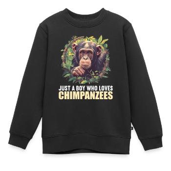 Chimpanzee Schimpansen Schimpanse - Kinder Premium Organic Sweatshirt - Schwarz - Vorne - AI Model Kid Female (0cm)