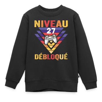 Level 27 Freigeschaltetes Geschenk 27 Jahre Gamer Geek Lustig - Kinder Premium Organic Sweatshirt - Schwarz - Vorne - AI Model Kid Female (0cm)