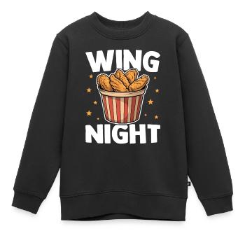 Lustig Wing Night Chicken Wings Knusprige Flügel - Kinder Premium Organic Sweatshirt - Schwarz - Vorne - AI Model Kid Female (0cm)