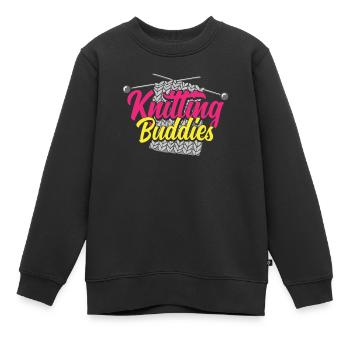 Knitting Friends Communauté de tricot - Sweat Premium enfant bio - noir - Devant - AI Model Kid Female (0cm)