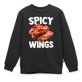 Spicy Hot Chicken Wings Hühnerflügel Lustig - Kinder Premium Organic Sweatshirt - Schwarz - Vorne - AI Model Kid Female (0cm)