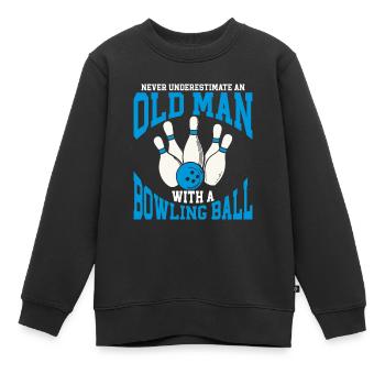 Boule de bowling Bowler - Sweat Premium enfant bio - noir - Devant - AI Model Kid Female (0cm)