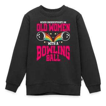 Boule de bowling Bowler - Sweat Premium enfant bio - noir - Devant - AI Model Kid Female (0cm)
