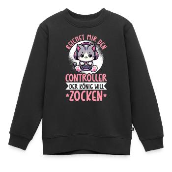 Il me tend la manette que le roi veut jouer - Sweat Premium enfant bio - noir - Devant - AI Model Kid Female (0cm)