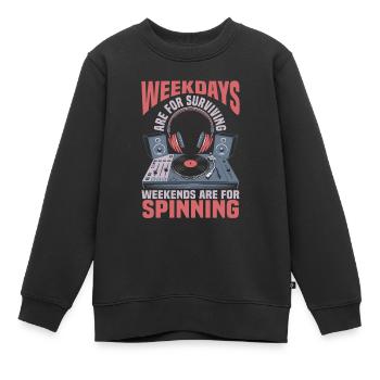 Dj Disc Jockey - Sweat Premium enfant bio - noir - Devant - AI Model Kid Female (0cm)