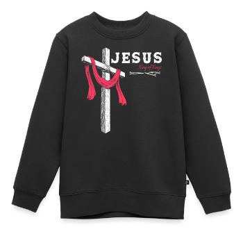 Jesus - König der Könige, 1 Kreuz 3 Nägel 4 gegeben - Kinder Premium Organic Sweatshirt - Schwarz - Vorne - AI Model Kid Female (0cm)