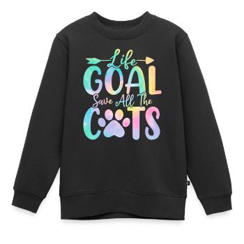Lebensziel Rette alle Katzen Tie Dye Lustige Pflege - Kinder Premium Organic Sweatshirt - Schwarz - Vorne - AI Model Kid Female (0cm)