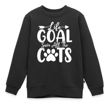 Lebensziel Rette alle Katzen Funny Animals Shelter - Kinder Premium Organic Sweatshirt - Schwarz - Vorne - AI Model Kid Female (0cm)