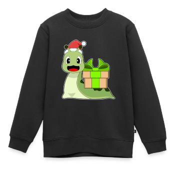 Paquet de Noël Escargot - Sweat Premium enfant bio - noir - Devant - AI Model Kid Female (0cm)