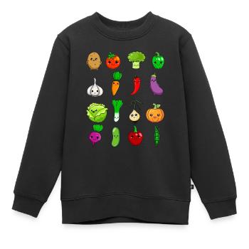 Légumes kawaii - Sweat Premium enfant bio - noir - Devant - AI Model Kid Female (0cm)