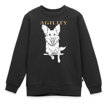 AGILITÉ DU CHIEN - Sweat Premium enfant bio - noir - Devant - AI Model Kid Female (0cm)