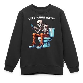TOILET SMARTPHONE FEEL-GOOD - Kids Premium Organic Sweatshirt - black - Front - AI Model Kid Female (0cm)