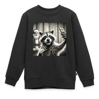 Chats Selfie Père Noël - Sweat Premium enfant bio - noir - Devant - AI Model Kid Female (0cm)