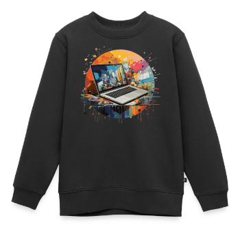 ordinateur portable calculatrice ordinateur - Sweat Premium enfant bio - noir - Devant - AI Model Kid Female (0cm)