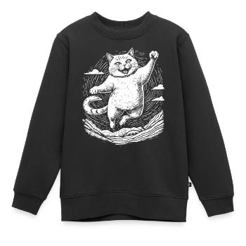 Cat practicing karate - Kids Premium Organic Sweatshirt - black - Front - AI Model Kid Female (0cm)