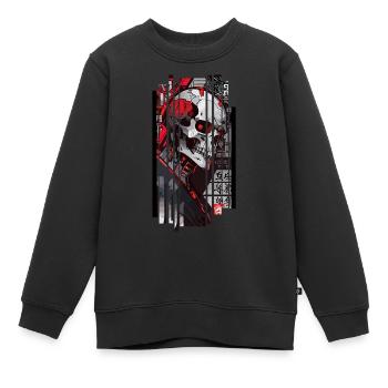 Cyborg crane kanji - Sweat Premium enfant bio - noir - Devant - AI Model Kid Female (0cm)