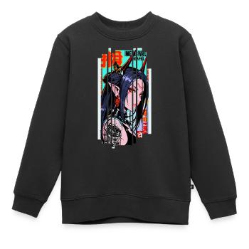 Cyborg Oni kanji - Sweat Premium enfant bio - noir - Devant - AI Model Kid Female (0cm)