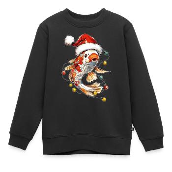 Nishikigoi carpe carpe koi poisson chapeau de Noël - Sweat Premium enfant bio - noir - Devant - AI Model Kid Female (0cm)