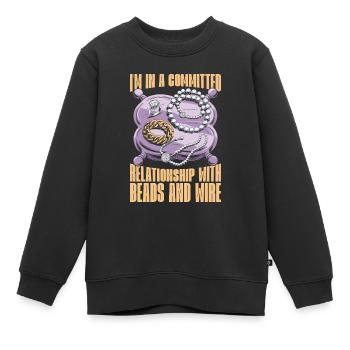 Fabrication de bijoux - Sweat Premium enfant bio - noir - Devant - AI Model Kid Female (0cm)