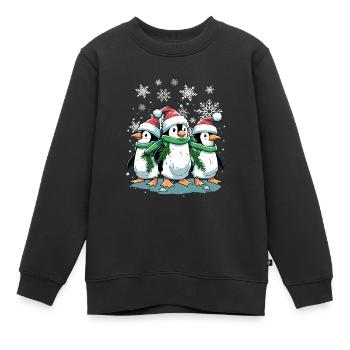 Niedlicher Weihnachtspinguin - Niedlicher Weihnachtspinguin - Kinder Premium Organic Sweatshirt - Schwarz - Vorne - AI Model Kid Female (0cm)