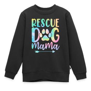 Rettungshund Mama Pflegehund Mama Tie Dye Tier - Kinder Premium Organic Sweatshirt - Schwarz - Vorne - AI Model Kid Female (0cm)