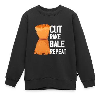 Coupe, Râteau, Balle Répéter, Balles de foin, Paille, Balles Agriculteur - Sweat Premium enfant bio - noir - Devant - AI Model Kid Female (0cm)