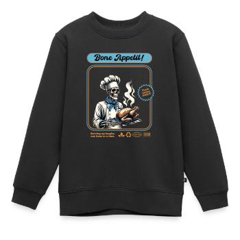 Cuisinier de dinde squelette - Sweat Premium enfant bio - noir - Devant - AI Model Kid Female (0cm)