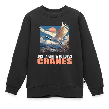 Grues Grues - Sweat Premium enfant bio - noir - Devant - AI Model Kid Female (0cm)