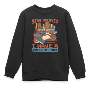 Bookbinder - Kids Premium Organic Sweatshirt - black - Front - AI Model Kid Female (0cm)