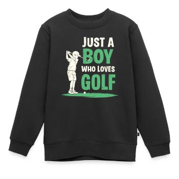 Golf, Golfeur, Golfeur, Golfeur, Garçon - Sweat Premium enfant bio - noir - Devant - AI Model Kid Female (0cm)