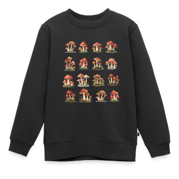 Rote Champignons - Kinder Premium Organic Sweatshirt - Schwarz - Vorne - AI Model Kid Female (0cm)