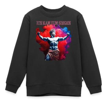 ICH KAM ZUM SIEGEN - Kinder Premium Organic Sweatshirt - Schwarz - Vorne - AI Model Kid Female (0cm)