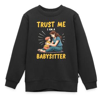 Baby-sitter - Sweat Premium enfant bio - noir - Devant - AI Model Kid Female (0cm)