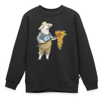 Schaf Landwirt Stroh Bauernhof - Kinder Premium Organic Sweatshirt - Schwarz - Vorne - AI Model Kid Female (0cm)