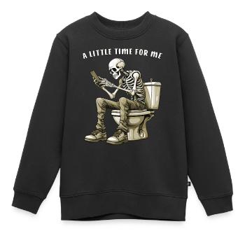 SKELETON TOILET A LITTLE TIME FOR ME - Kids Premium Organic Sweatshirt - black - Front - AI Model Kid Female (0cm)