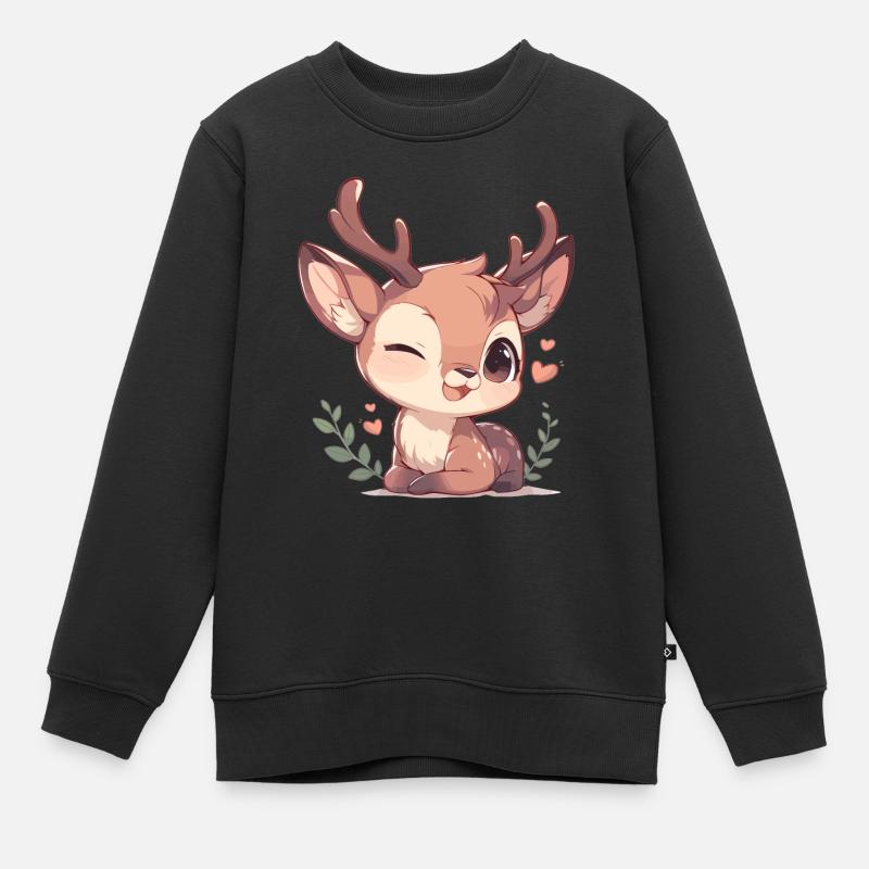Cerf Cerf - Sweat Premium enfant bio - noir
