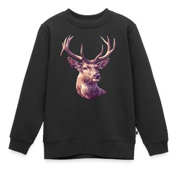 Cerf Cerf - Sweat Premium enfant bio - noir - Devant - AI Model Kid Female (0cm)