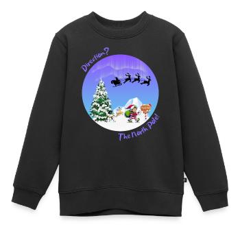 Weihnachtspost. Weihnachtselfen posten. Nordpol - Kinder Premium Organic Sweatshirt - Schwarz - Vorne - AI Model Kid Female (0cm)