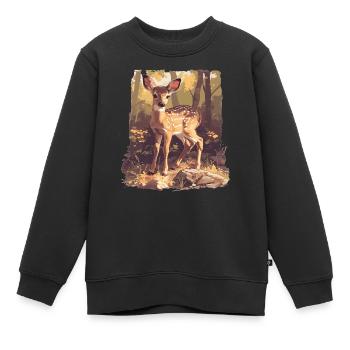 Cerf Cerf - Sweat Premium enfant bio - noir - Devant - AI Model Kid Female (0cm)