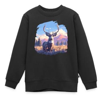 Cerf Cerf - Sweat Premium enfant bio - noir - Devant - AI Model Kid Female (0cm)