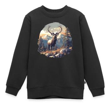 Cerf Cerf - Sweat Premium enfant bio - noir - Devant - AI Model Kid Female (0cm)